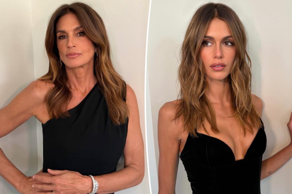 Kaia Gerber and Cindy Crawford twin for Taylor Swift and Travis Kelce’s wedding