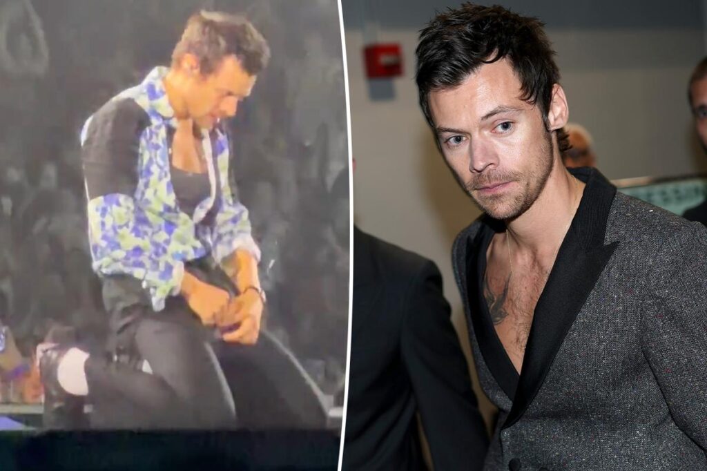 Harry Styles suffers onstage wardrobe malfunction