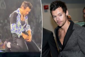 Harry Styles suffers onstage wardrobe malfunction