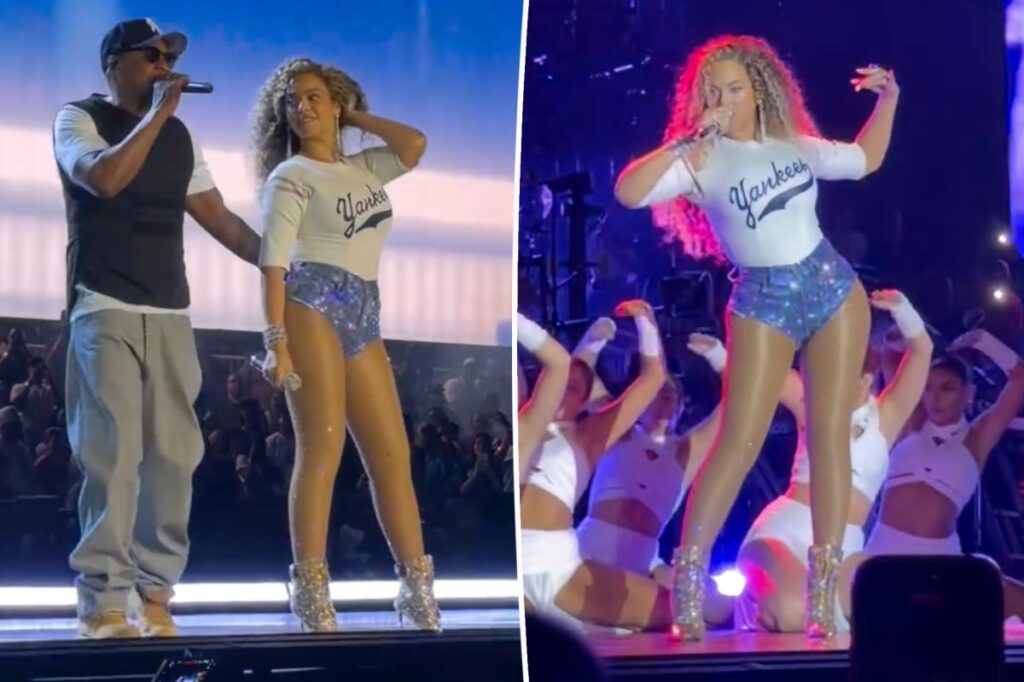 Beyoncé wears Jimmy Choo Timberland heels for Jay-Z concert at Yankee Stadium