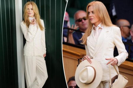 Nicole Kidman puts a suited spin on tennis whites at Wimbledon 2026 men’s finals