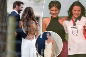 Sporty Spice gets married in borrowed Victoria Beckham dress