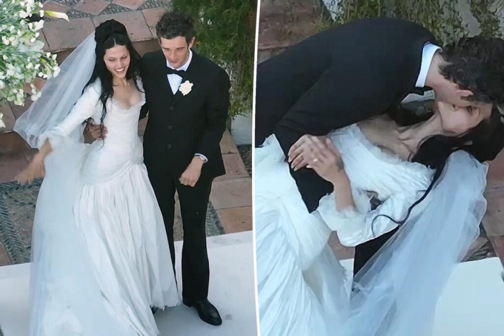 Gabbriette married Matty Healy in a Matières Fécales wedding dress with torn details