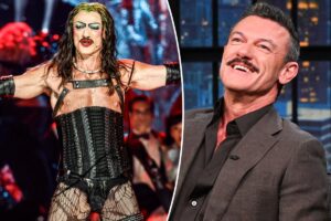 Luke Evans’ ‘Rocky Horror’ corset is so tight he needs oxygen tanks