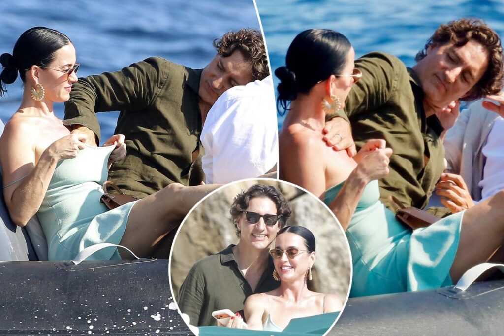 Justin Trudeau applies sunscreen down girlfriend Katy Perry’s top in steamy South of France boat ride