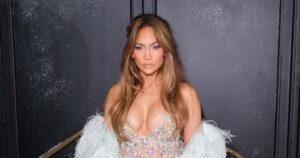 Jennifer Lopez Drops Jaws in Glitzy Naked Dress During Paris Fashion Week Appearance