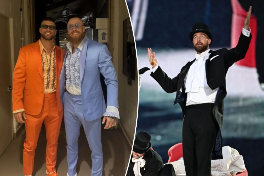 George Kittle, Robert Tonyan Jr. surprised Travis Kelce with ‘Dumb and Dumber’ suits at Taylor Swift wedding