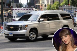 Taylor Swift arrives at MSG for rehearsal dinner ahead of Travis Kelce wedding