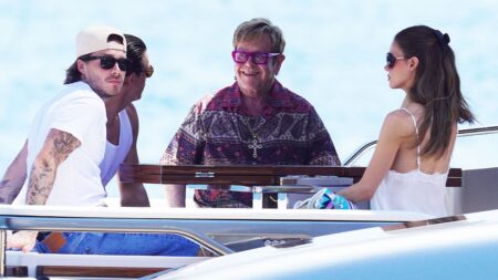 Sad twist in Beckham family feud as Brooklyn and wife Nicola enjoy South of France holiday with his godfather Elton John… while his estranged parents David and Victoria relax on their yacht just miles away