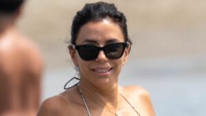 Eva Longoria, 51, is swimsuit season goals in itty bitty bikini as she splashes around the beaches of Spain