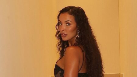 Maya Jama wows in a sheer lace LBD and a barely-there bikini as she shares sizzling snaps from boozy Mykonos trip after ‘taking the month off to focus on summer’