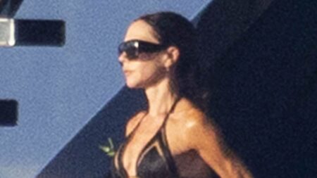 Victoria Beckham, 52, slips into a semi-sheer bikini with shirtless David on their £16million superyacht in Cannes – but will they risk a run-in with estranged son Brooklyn?