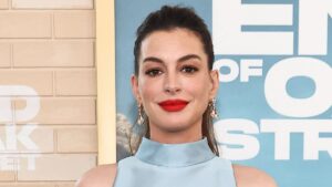 Anne Hathaway, 43, roasted over ‘ridiculous’ maternity outfit as she shows off baby bump at LA premiere