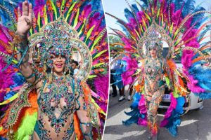 Rihanna dazzles in bejeweled Carnival outfit at Barbados’ Crop Over 2026
