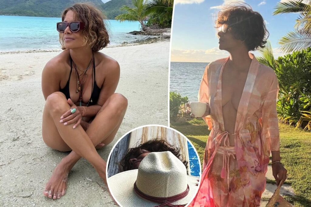Halle Berry trades her bikini top for a hat on Instagram