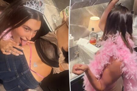 Hailey Bieber licks friend’s backside in wild photo as she celebrates Kylie Jenner’s 29th birthday