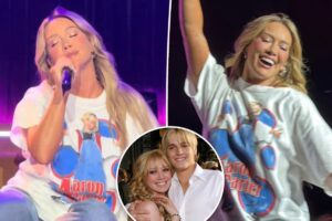 Hilary Duff pays tribute to late ex-boyfriend Aaron Carter during Philadelphia concert