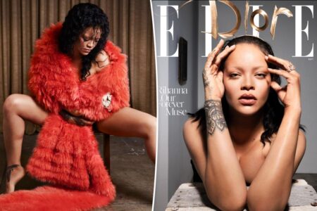 Rihanna wears nothing but a Dior headpiece on Elle Magazine September 2026 cover