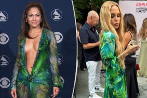 Rachel Zoe wears Jennifer Lopez’s iconic Versace dress in Hamptons magazine