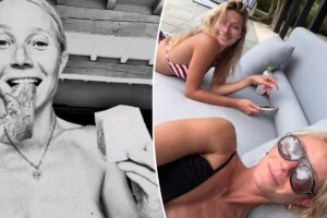Gwyneth Paltrow ditches top, relaxes poolside with bikini-clad daughter Apple Martin