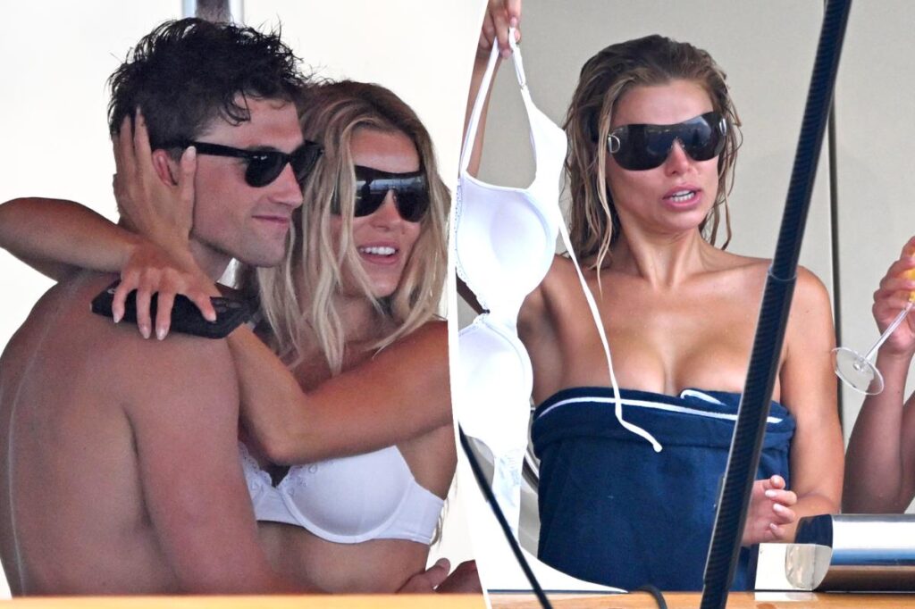 Brooks Nader loses bikini top — again — and gets cozy with model Jack Lumsden on yacht in Positano