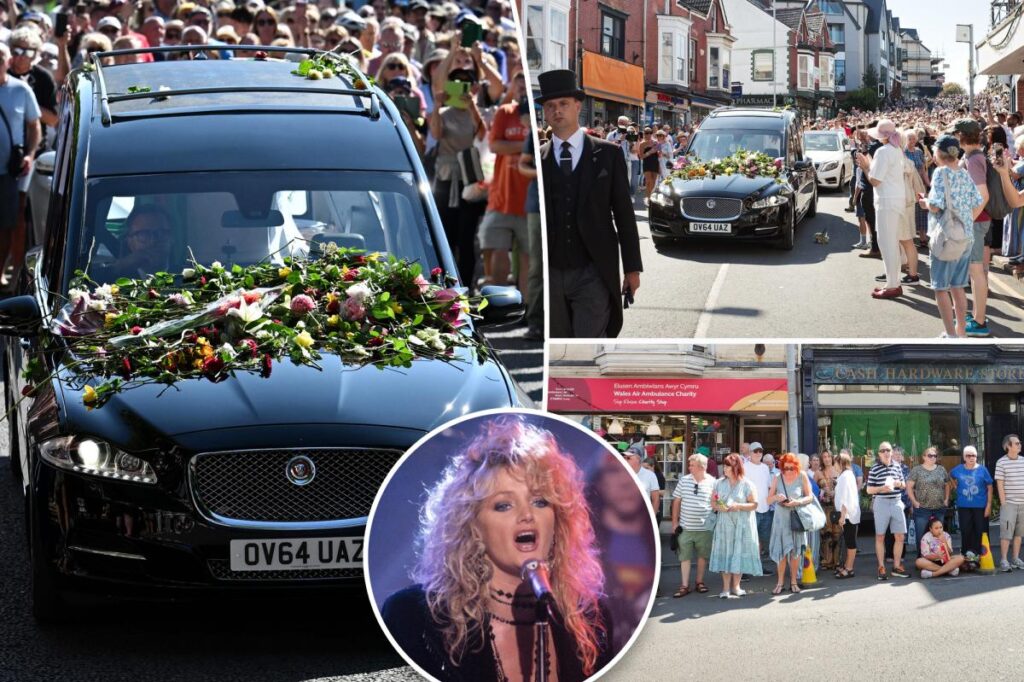 Thousands of Bonnie Tyler fans line the streets of Wales as late singer’s coffin is brought home
