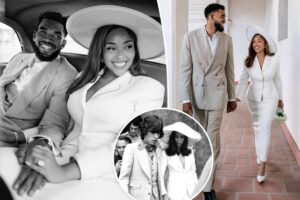Jordyn Woods channeled Bianca Jagger for secret Karl-Anthony Towns courthouse wedding ceremony