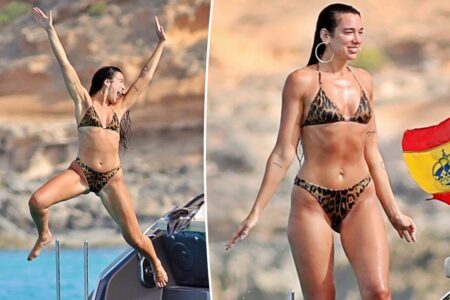 Dua Lipa kicks off birthday weekend in leopard-print Gucci bikini