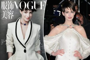 Anne Hathaway shows off new short haircut on Vogue China cover