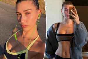 Hailey Bieber paired $4,750 earrings with this $68 sports bra
