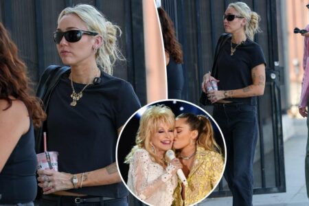 Somber Miley Cyrus arrives at LA studio in first outing since godmother Dolly Parton’s death