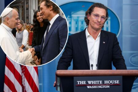Matthew McConaughey teases political ambitions during visit with Pope Leo XIV in Vatican City
