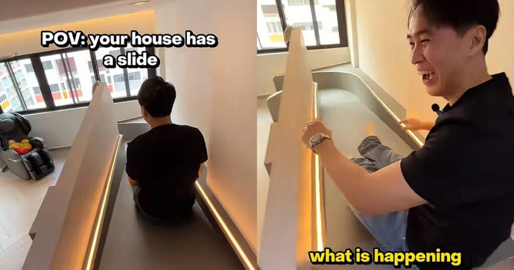 $10k for a slide? This $200k reno for a Japandi-inspired HDB flat comes with a fun bonus, Lifestyle News