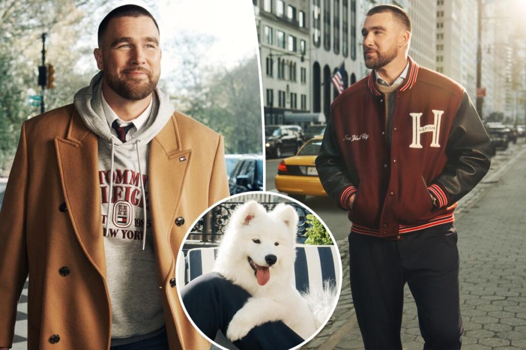 Travis Kelce and Taylor Swift’s dog makes fashion debut alongside tight end in Tommy Hilfiger campaign
