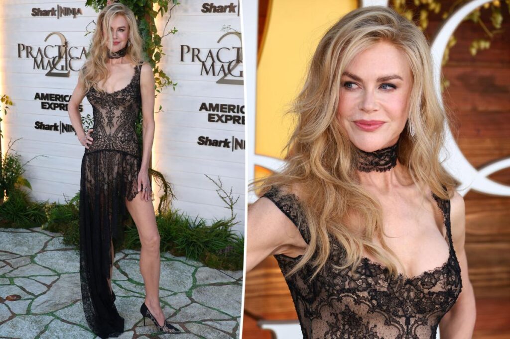 Nicole Kidman gets witchy in black lace Versace for ‘Practical Magic 2’ LA premiere