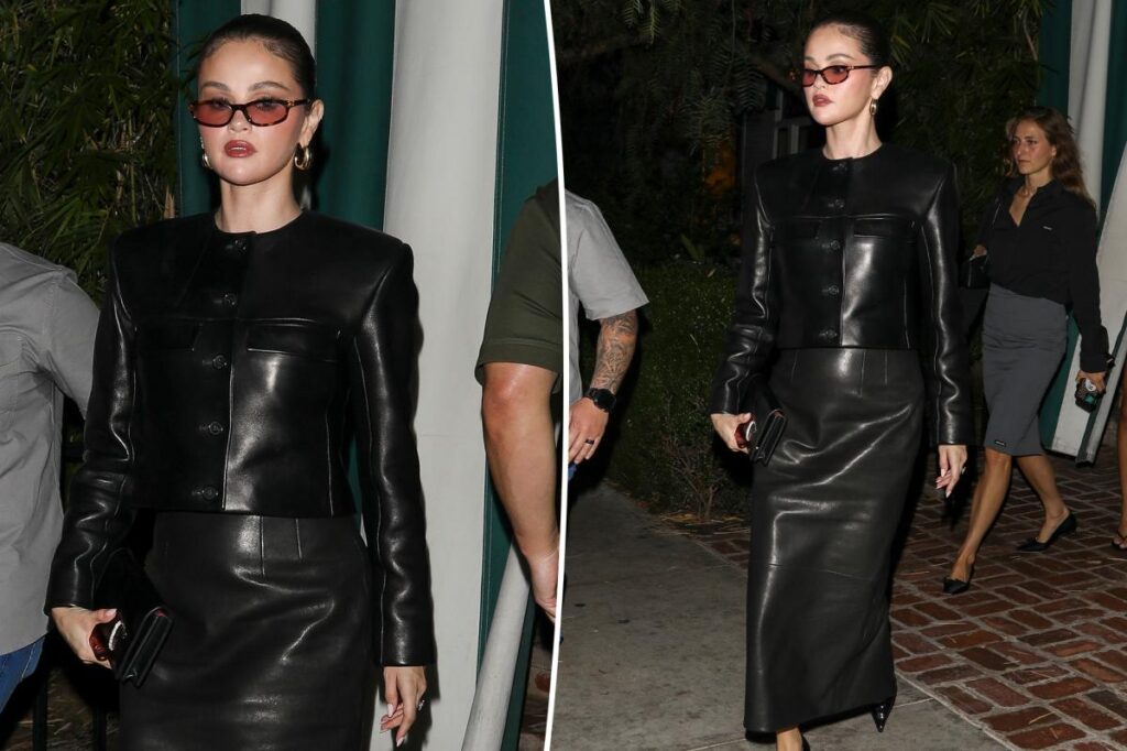 Selena Gomez doubles up on head-to-toe leather for fall dinner in LA