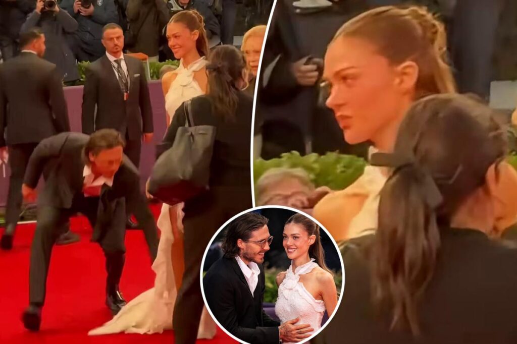 Brooklyn Beckham and Nicola Peltz caught in icy red carpet exchange