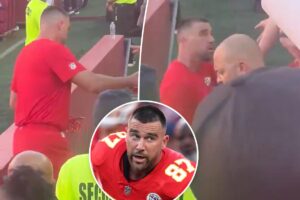 Shocked Travis Kelce slaps away fan who attempted to steal Chiefs glove