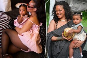 Rihanna and Rocki wear matching pink Dior for daughter’s 1st birthday