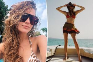 Kelsea Ballerini flaunts her abs in red bikini as she rings in her 33rd birthday
