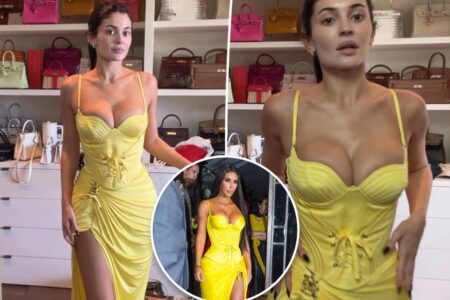 Kylie Jenner wears Kim Kardashian’s vintage Versace corset gown