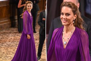 Kate Middleton wows in purple dress and rarely seen royal necklace at ‘Digger’ premiere