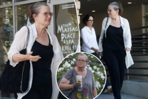 Bridget Fonda shows off slimmed-down figure in rare sighting nearly 25 years after quitting acting
