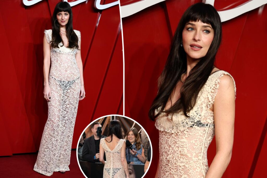 Dakota Johnson dons sheer lace dress, peekaboo lingerie at ‘Verity’ London premiere