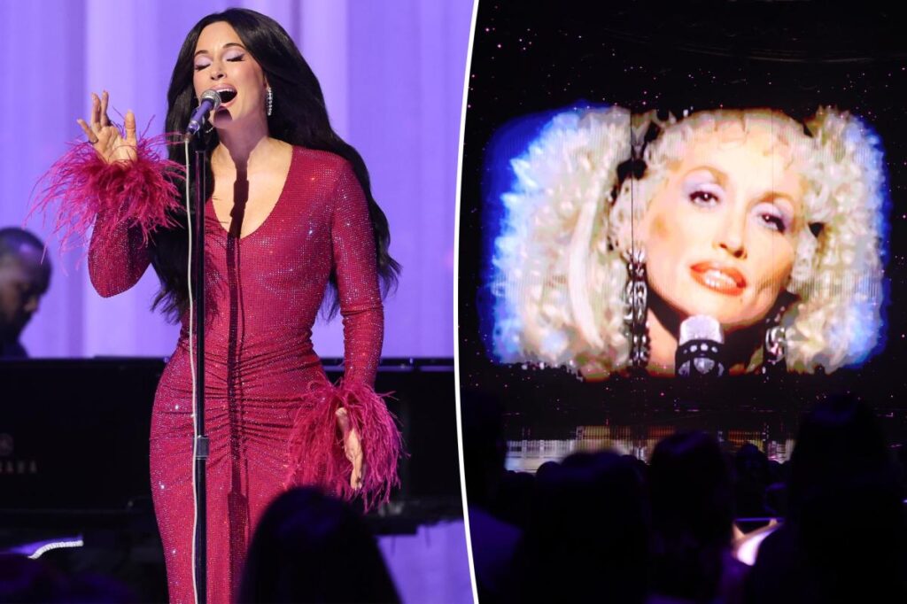 Kacey Musgraves pays tribute to Dolly Parton at VMAs 2026 with pink sequins, feathers and huge hair