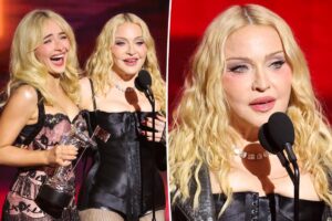 Madonna accepts VMAs 2026 award in $2.8M diamond necklace and grills