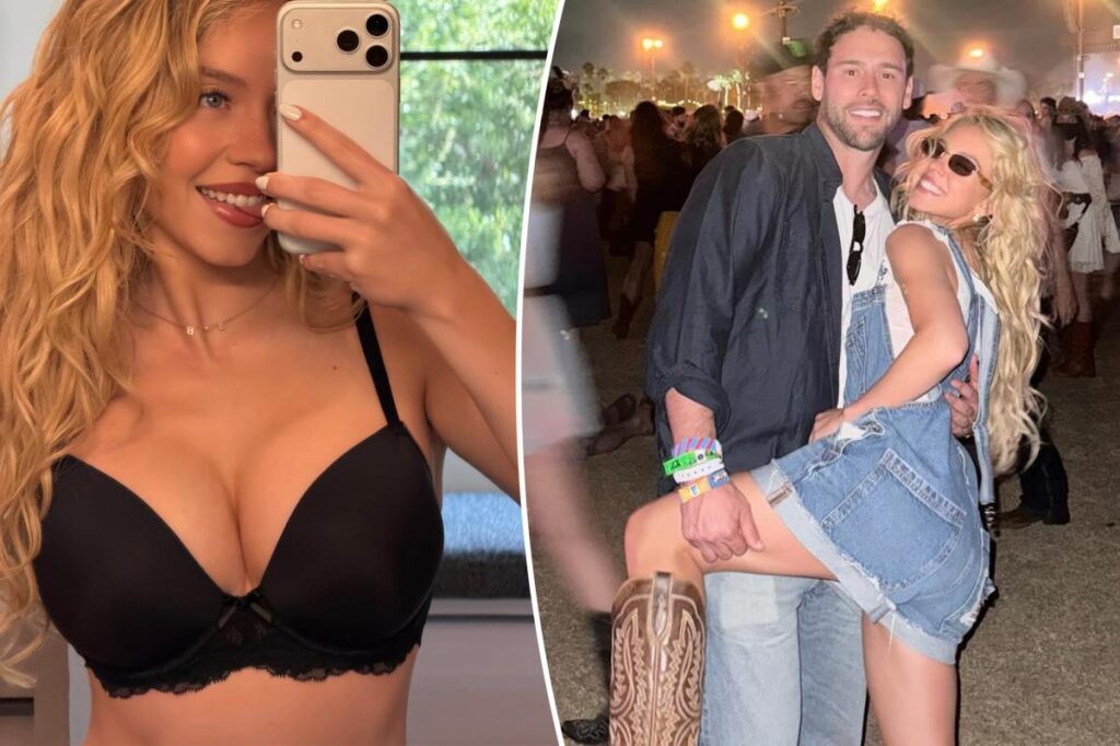 Sydney Sweeney wears Scooter Braun initial necklace in Syrn lingerie selfies