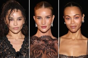 Zoe Saldaña, Rosie Huntington-Whiteley and more stars shock in sheer lace at Saint Laurent fashion show