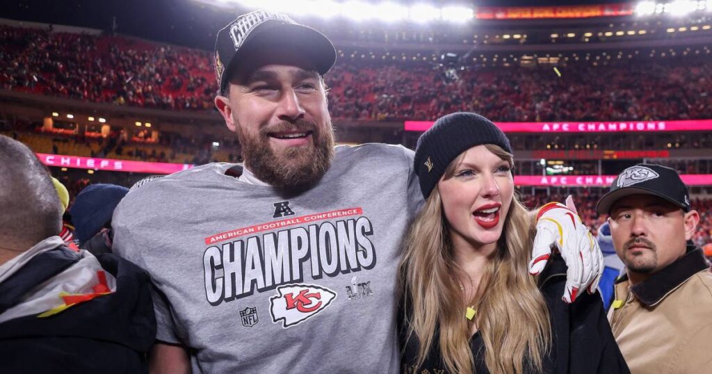 Taylor Swift Dazzles in Metallic Halter Dress With Husband Travis Kelce on NYC Date Night