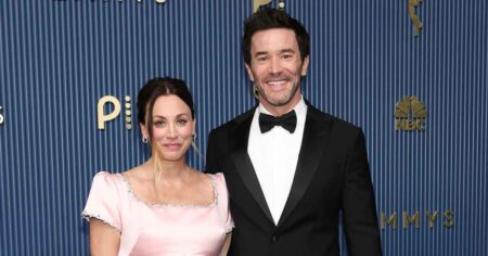 Pregnant Kaley Cuoco and Tom Pelphrey Cozy Up on the Red Carpet at Emmy Awards 2026